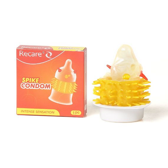 Насадка на член Recare Spike Condom Pink (презерватив з кульками та рядами шипів), Оранжевий
