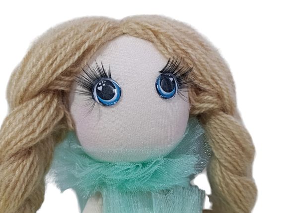 Игровая мягкая кукла подарок, русая 32см мятный | Зображення 1