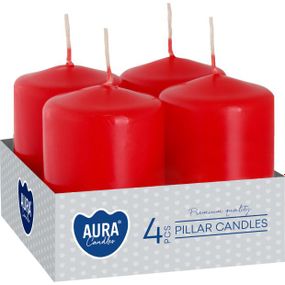 Набір свічок 4 шт. циліндр Bispol AURA Candles Червоні (sw40/60-030)