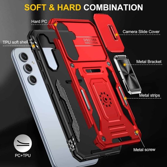 Ударостійкий чохол Camshield Army Ring для Samsung Galaxy A34 5G Червоний / Red | Зображення 3