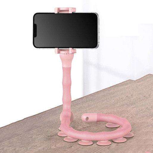 Гибкий держатель для телефона с присосками универсальный Cute Worm Lazy Holder. CI-533 Цвет: розовый | Зображення 5