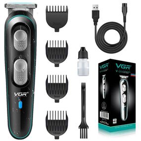 Акумуляторна машинка для стрижки волосся 5 Вт, з насадками, VGR V-055 / Професійний тример для бороди та вусів