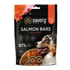 Ласощі для собак Savory (Сейворі) Bars With Salmon — м’ясні батончики з лососем, 100 г