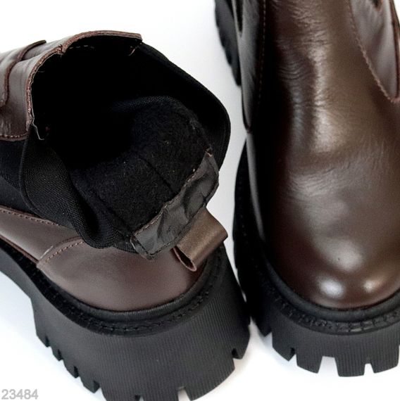 Крутые кожаные ботинки челси цвет Шоколад на тракторной подошве | Зображення 2