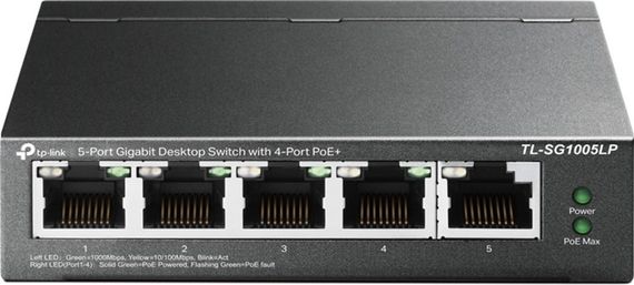 Коммутатор TP-LINK TL-SG1005LP 5xGE/4xPoE+ 40W неуправляемый 250м (TL-SG1005LP)