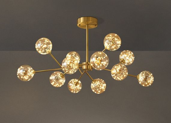 Люстра світлодіодна стельова LED світильник для квартири на стелю лед 26372 Латунь 42-72х110х110 см. | Зображення 3