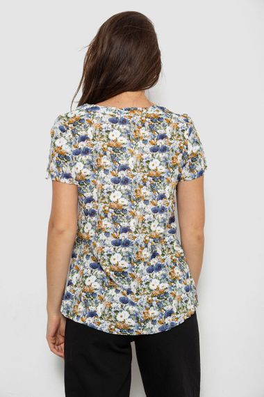Блуза з принтом, колір джинс, 230R1508-1 | Зображення 3