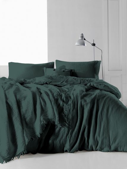 Комплект постельного белья SoundSleep Muslin Dark Green евро (93197670)