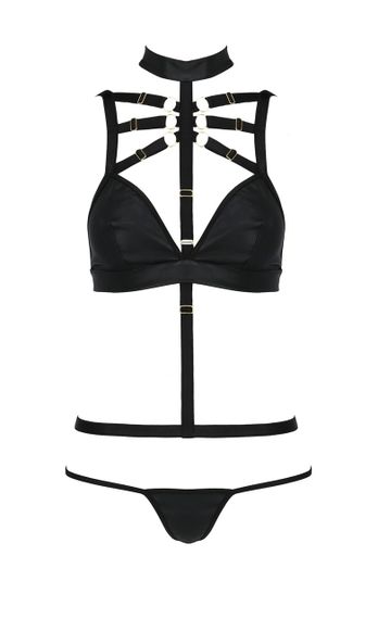 Комплект білизни з чокером та стреп-стрічками LAMIS SET black S/M - Passion Sex Aura | Зображення 2