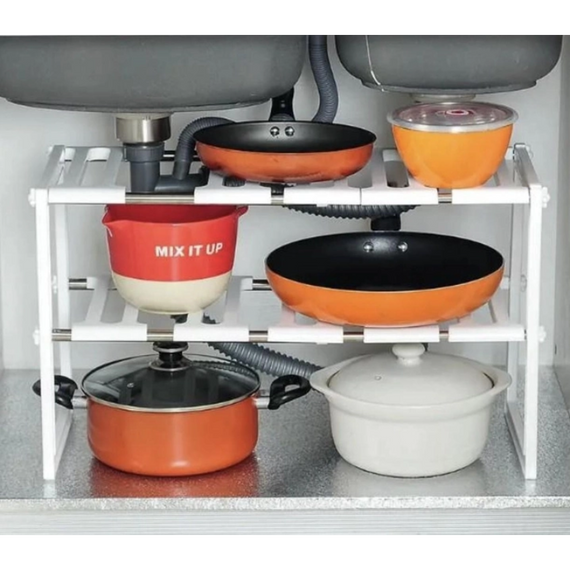 Подвійна полиця Kitchen Rack, Полиця органайзер для взуття   знижка | Зображення 7