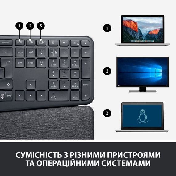 Клавіатура Logitech ERGO K860 Bluetooth/Wireless UA Black (920-010108) | Зображення 8