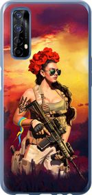 Чехол на Realme 7 Украинка с оружием "5316u-2081-17620"