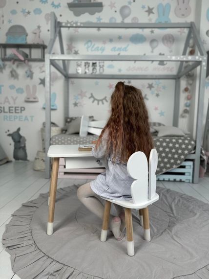 Дитячий столик і стільчик метелик білий. Столик із шухлядою для олівців і розмальовок 79850 | Зображення 1