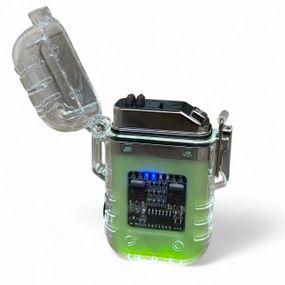 Электроимпульсная зажигалка Explorer F38, две дуги, с фонариком - Luminous Green