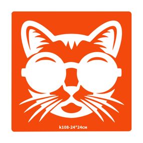 Трафарет для біо-тату Котик k108-24*24см, розмір 24х24см