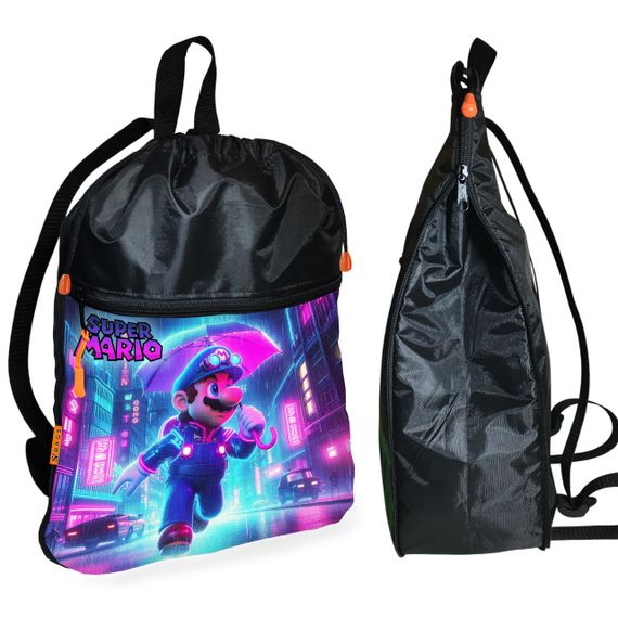 Рюкзак-мішок для взуття, спортивної форми Супер Маріо «Super Mario» дитяча сумка для змінки з розширювачем (01330)
