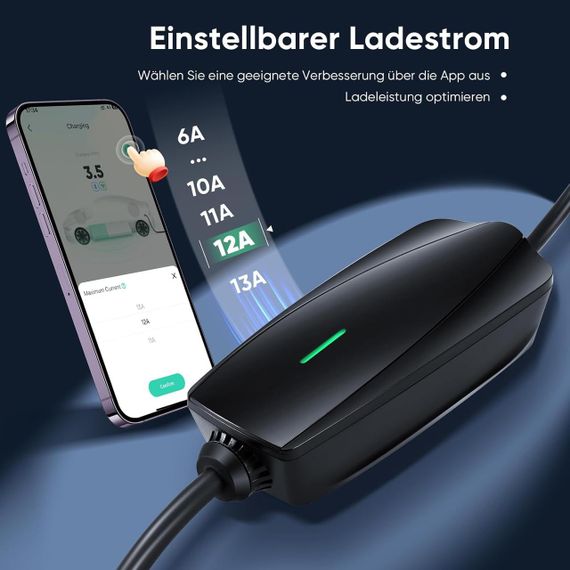 Зарядка для электромобиля Type 2 3.6 кВт, 6 м 8-16A с Wi-Fi Bluetooth с отложенным запуском, зарядная станция | Зображення 1