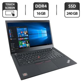 Ноутбук Lenovo ThinkPad T495s / 14" (1920x1080) IPS Touch / AMD Ryzen 5 Pro 3500U (4 (8) ядра по 2.1 - 3.7 GHz) / 16 GB DDR4 / 240 GB SSD / AMD Radeon RX Vega 8 Graphics / WebCam б/в