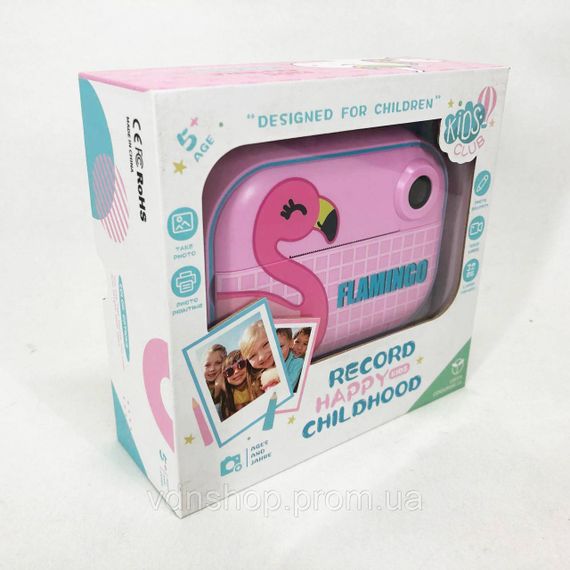 Детская камера с печатью фото, Детский фотоаппарат с возможностью печати фото, Фотовидеокамера детская RU-67