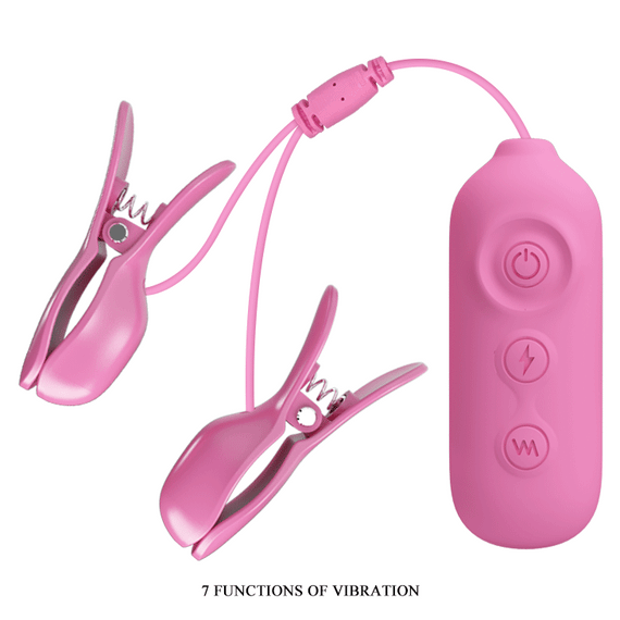 Затискачі для сосків з вібрацією та електростимуляцією Pretty Love Nipple Clips Romantic Wawe II, ро | Зображення 9