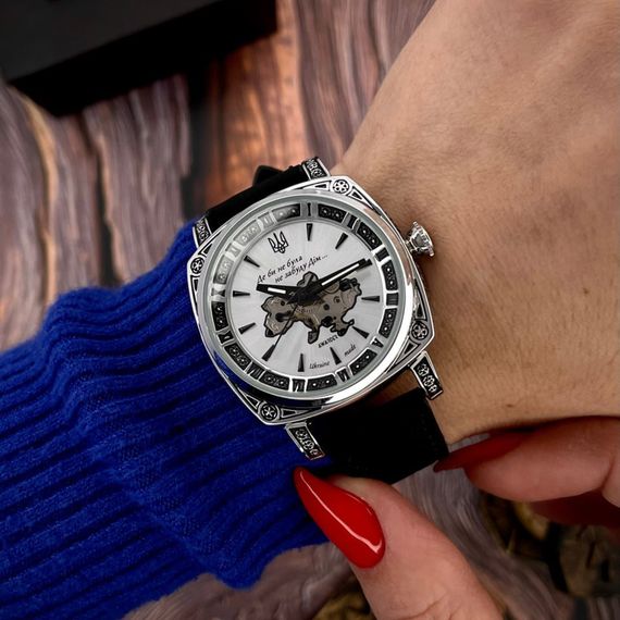 Годинник наручний Awarder 021-3D Де би не була Silver-White-Black Leather | Зображення 4
