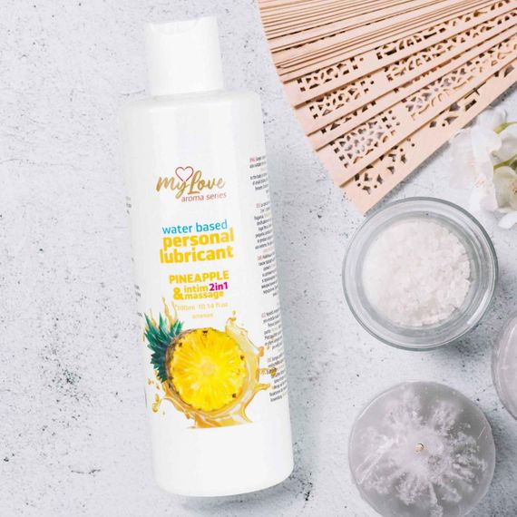 2в1 лубрикант та масажний гель - MyLove Aroma Series Intim&Massage Pineapple, 300 мл Sex Aura | Зображення 2
