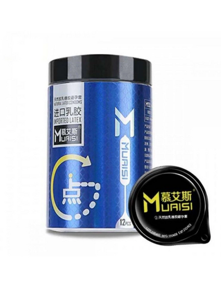 Презервативи Muaisi з підвищеною кількістю мастила з пухирцем 0.02 мм (паковання 12 шт.) sexstyle