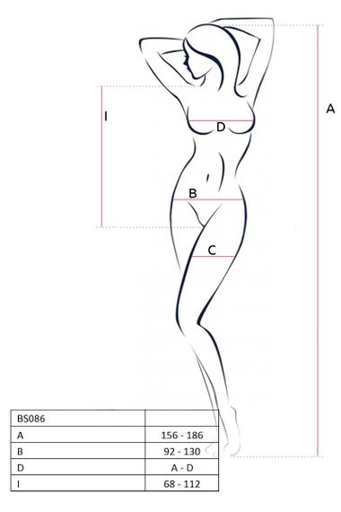 Боді Passion BS086 з вертикальною сіткою та відкритим доступом, чорний, One Size Sex Aura | Зображення 5