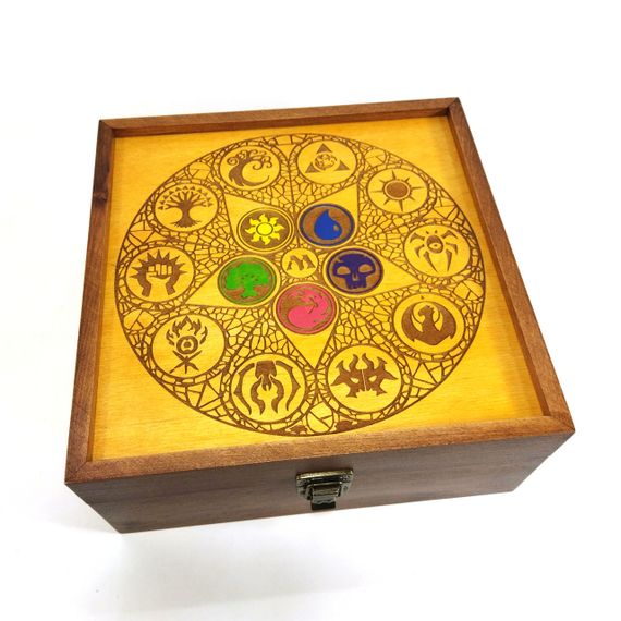 Ящик з кришкою для колекційних карт Magic the Gathering, Pokemon, Yu-Gi-Oh 25х25х11 см Майстерня містера Томаса Дерево Лак | Зображення 6