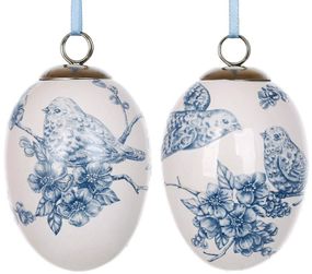 Декоративні великодні підвіски "Птахи" 12 підвісок 7.5см, полістоун
