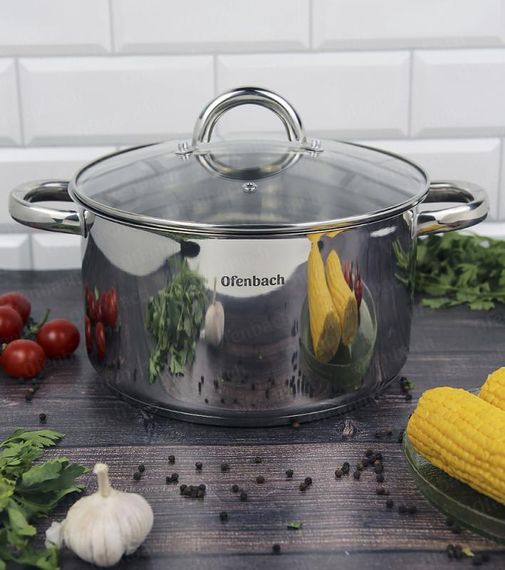 Каструля індукційна Ofenbach Casserole із нержавіючої сталі 5.5л зі скляною кришкою | Зображення 7