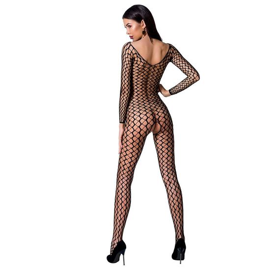 Бодістокінг Passion BS068 black, комбінезон, велика сітка, довгий рукав, S/M/L | Зображення 3