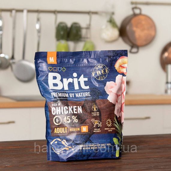 Корм Brit Premium by Nature Adult M для взрослых собак средних пород, курица, 1 кг | Зображення 4