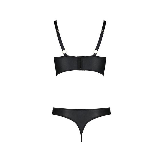 Комплект з екошкіри з люверсами та ремінцями Malwia Bikini black L/XL — Passion, бра та трусики, L/XL | Зображення 3