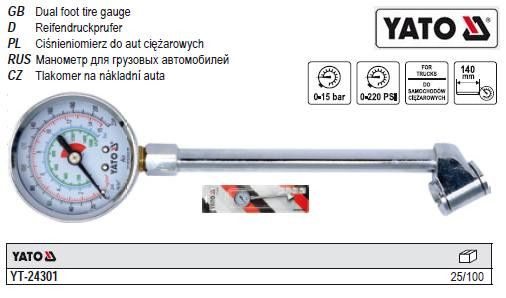 Манометр вимірник тиску коліс вантажних авто YATO YT-24301 | Зображення 2