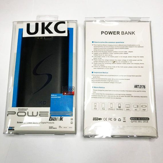 Мобільна зарядка портативна Power Bank 30000 mAh UKC, Зовнішній акумулятор, Зарядка power bank. Колір: чорний | Зображення 1