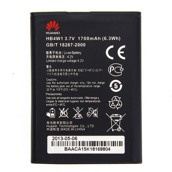Аккумулятор Huawei HB4W1H 1700 mAh G510, G520, G525, W2 AAA класс блистер | Зображення 1