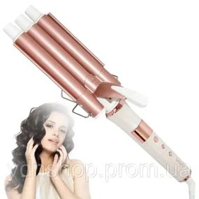 Плойка для волос VGR V-599, стайлер «3 волны», мощная плойка для укладки локонов