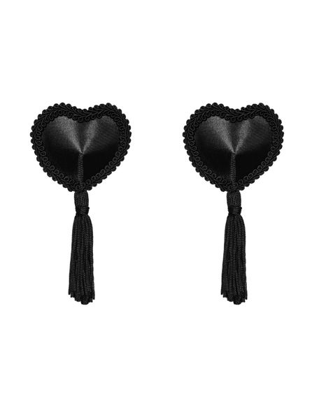 Эротические наклейки на соски с кисточками Obsessive Tassel nipple covers black | Зображення 2