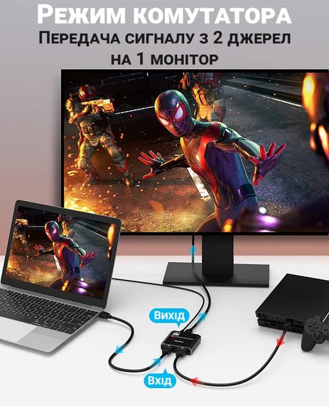 DisplayPort світч двонаправлений Addap DPS-01 | активний розгалужувач + комутатор для відео та аудіо потоку, 8K/30Hz | Зображення 7