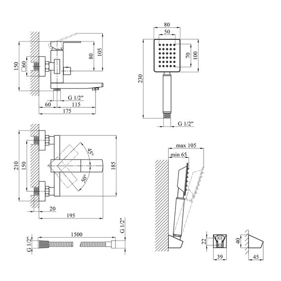 Змішувач для ванни Kroner KRM Edelstahl Kubus - ESG060 (CV023012) | Зображення 1