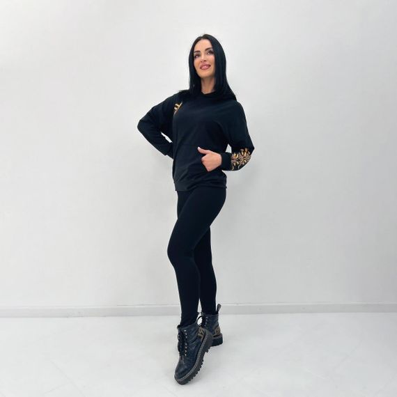 Женское весеннее худи с принтом колоски GF4195 цвет черный, размер 50/52 | Зображення 4