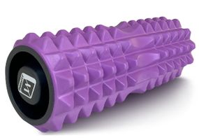 Масажний ролик EasyFit Grid Roller 33 см v.1.2 із заглушками із двох сторін Фіолетовий (EF-2022a-V)