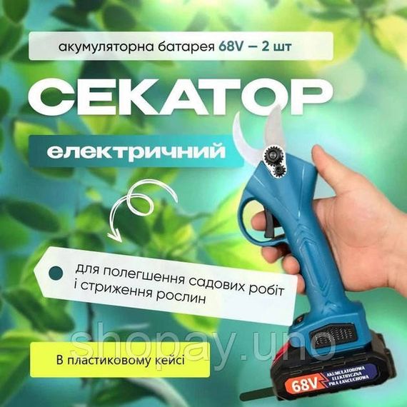 Секатор Domotec ручний акумуляторний садовий 2,5 на 2 АКБ 68v в кейсі EM-68 | Зображення 2