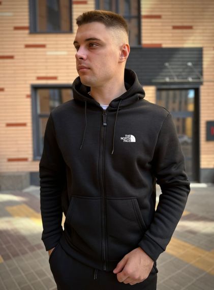 Зимовий спортивний костюм TNF з начосом чорна кофта на змійці + чорні штани RD268/RD021 | Зображення 2