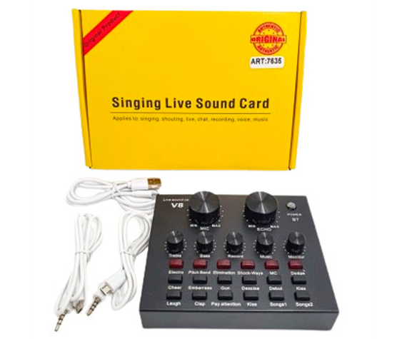 Зовнішня звукова карта адаптер аудіоінтерфейс Bluetooth Live Sound Card V8 USB-гарнітура для мікрофона чорний (7635_389) | Зображення 6
