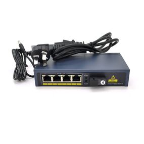 Комутатор POE 48V/57V 4 портів PoE +1 порт Ethernet FX 155 Мбіт/с (UP-Link) A, 802.3af, Black, БП у комплекті, (238*190*96) 0.79