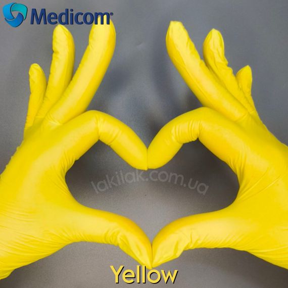 Перчатки нитриловые Medicom Yellow размер M 3,5гр (желтые) 100 шт