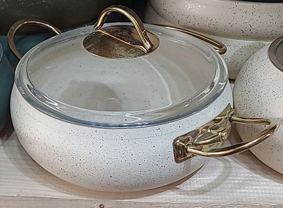 Кастрюля O.M.S. Collection 3141 с гранитным покрытием с крышкой 26 см 5,5 л Слоновая кость (Турция) | Зображення 5