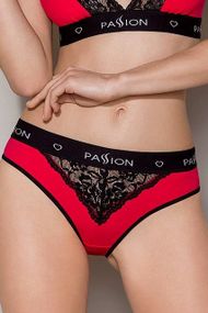 Трусики з широкою гумкою і мереживом Passion PS001 PANTIES, Червоний, L, L
